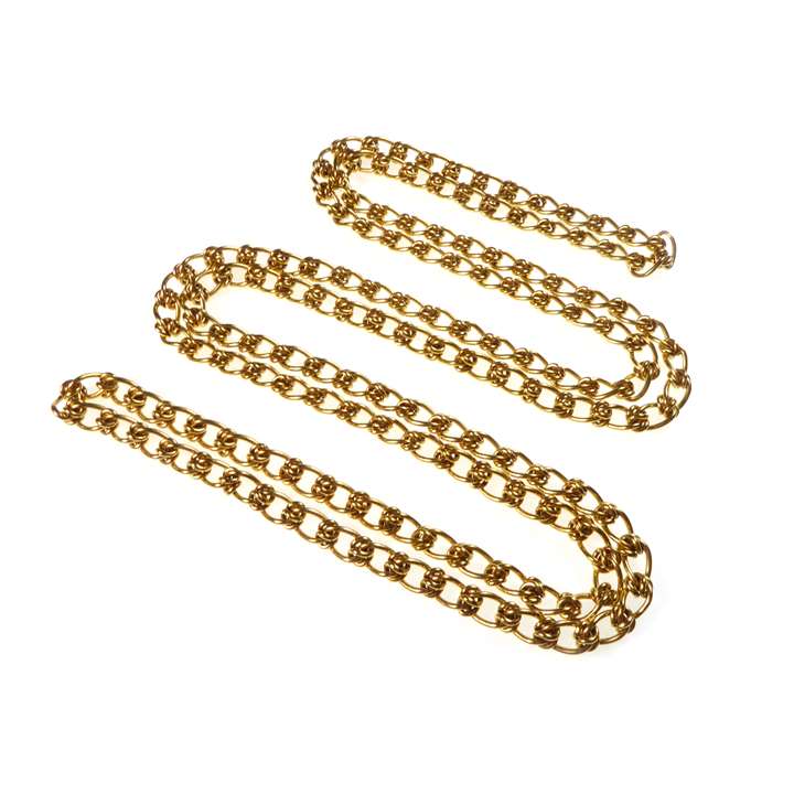 18ct yellow gold long chain necklace, with fancy elongated curblinks